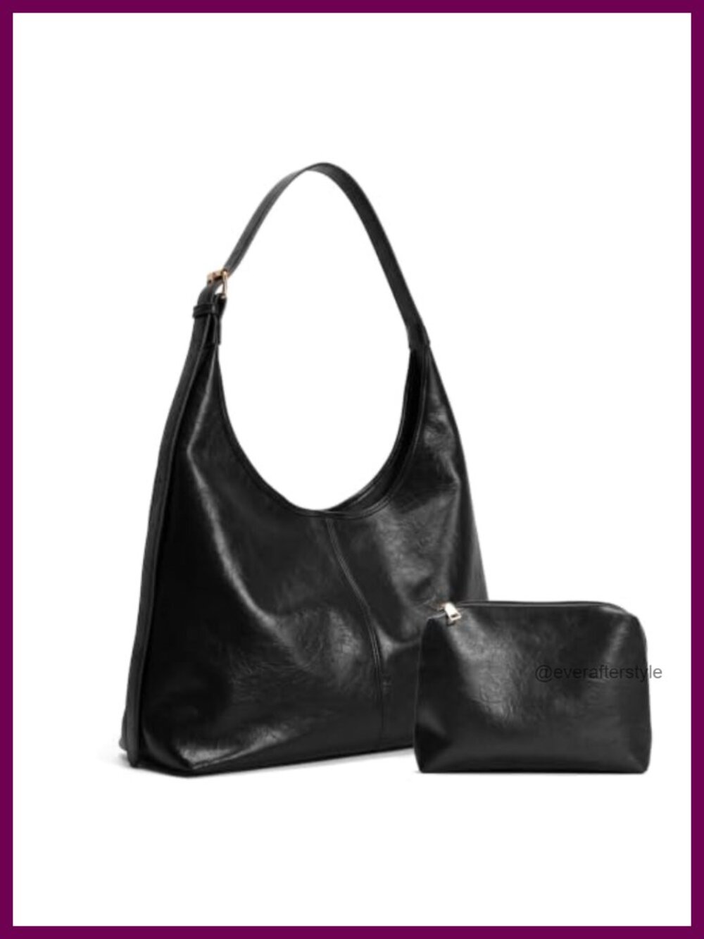 Soft PU Leather Slouchy Hobo Shoulder Bag with Matching Pouch